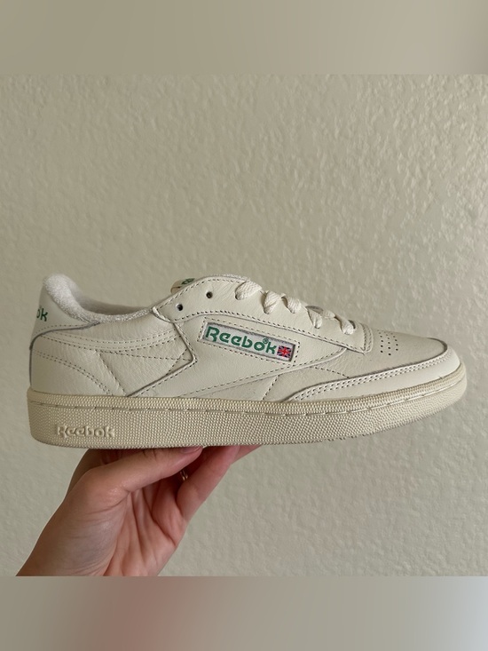 Reebok Shoes - Reebok Club C Leather Sneakers in Off-White with Green Logo